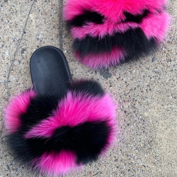 Trendy Real Fur Slides sizes 10,10.5,11 - Picture 1 of 4